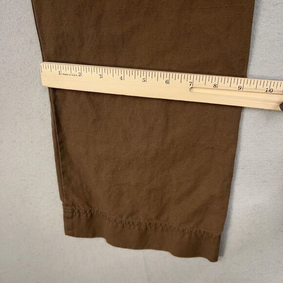 Eddie Bauer Pants Womens 2 Brown Khaki Linen Blend Wide Leg Chino Outdoors - Picture 11 of 15
